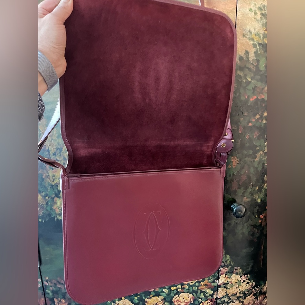 Authentic Cartier Must Women's Leather Shoulder Bag Bordeaux - Picture 8 of 16